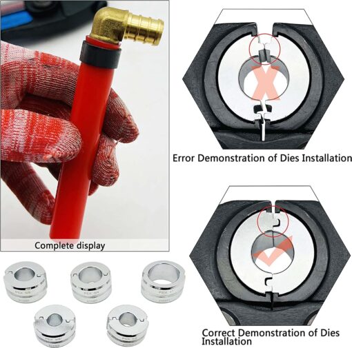 iGeelee Hydraulic Copper Press Tool, Pex Crimping Tool with 1/2", 3/4", 1" Dies for Copper Pipe Fitting & 3/8"-1" Dies for ASTM F1807 Pex Copper Rings, Heavy Duty HT-1950E - Image 6