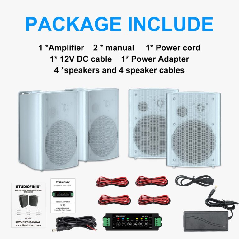 STUDIOFINIX 800W 6.5 Inch Bluetooth Outdoor Speakers Waterproof Wired with Multifunctional Amplifier Wall Mount Weatherproof Loudspeaker System for Patio Garden Poolside Home(4 Speakers,White) - Image 7