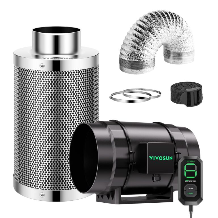 VIVOSUN Smart Air Filtration S8 Kit 8", AeroZesh S8 Inline Duct Fan with E12 Speed Controller, Carbon Filter & 25' Ducting, Cooling & Ventilation System for Grow Tents, Indoor Gardening, Hydroponics