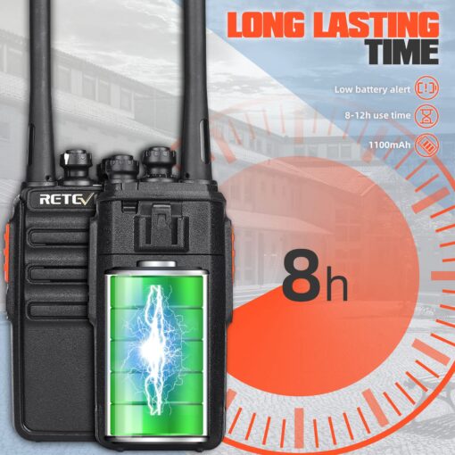 Retevis H-777S Walkie Talkies for Adults, 2 Way Radios with Earpiece and Mic, FRS, Handheld, USB Charging Base, Rugged Two Way Radios Long Range Rechargeable for School Security Church (10 Pack) - Image 9