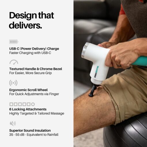 Ekrin Athletics White Kestrel Percussive Massager - Enhanced Precision & Comfort for Elite Muscle Recovery & Wellness - Relieve Sore Muscles and Stiffness - Image 3