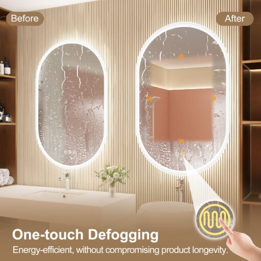 STARLEAD 24"x36" LED-Bathroom-Mirror-with-Lights, Wall-Mounted with Bluetooth Speaker, Anti-Fog, 3 Color Temperature, Dimmable Brightness, Waterproof, Tempered Glass, Frontlit & Backlit, Oval - Image 6