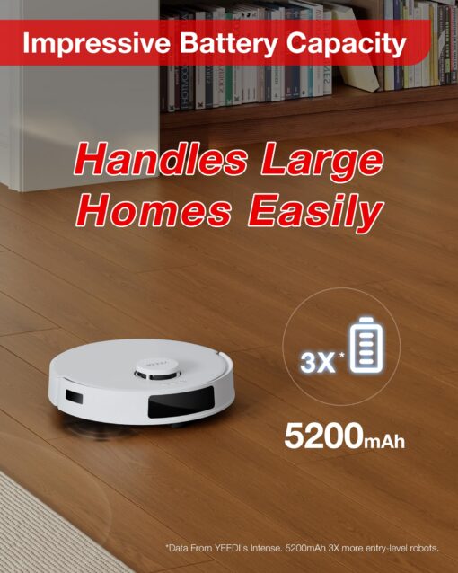 Yeedi C12 Robot Vacuum Cleaner and Mop, 8000Pa Strong Suction, ZeroTangle Brush, Smart Navigation, Self-Charging, White - Image 4