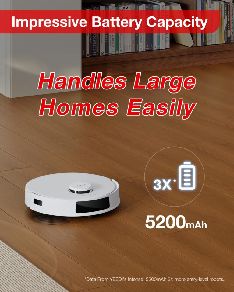 Yeedi C12 Robot Vacuum Cleaner and Mop, 8000Pa Strong Suction, ZeroTangle Brush, Smart Navigation, Self-Charging, White - Image 4
