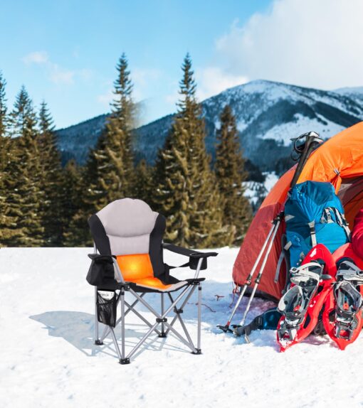 CDEN Heated Camping Chair, Outdoor Heated Camping Chair, Heated Lawn Chairs, Camping Chair, Folding Chair, 10000mAh Power Bank, Thick Padding, Heavy Duty, Cooler Bag, armrest, Carry Bag (2 Pack) - Image 6