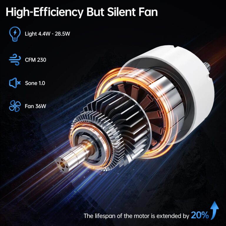 HAWKROWN Bathroom Exhaust Fan with Bluetooth Speaker, 230 CFM 1.0 Sone Bathroom Exhaust Fan with Light, 3 Dynamic Light, 7 LED Color, 3 Color Temperatures, Nightlight, Music Sync, Remote, Easy Install - Image 7