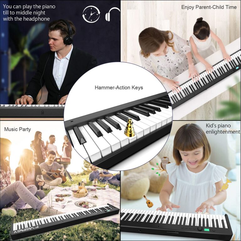 FVEREY Folding Piano Keyboard, 88 Key Semi Weighted Keyboards Electric Piano, Full Size Keyboard Portable Digital Piano with Sustain Pedal, Handbag, Bluetooth, USB MIDI for Beginner, Adult - Image 2