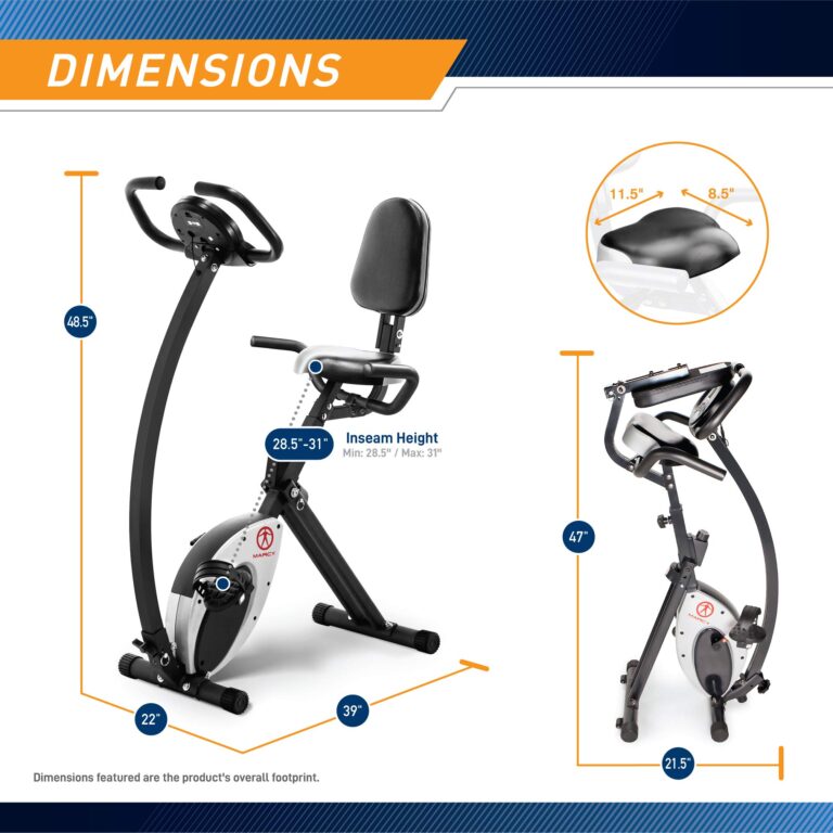 Marcy Foldable Recumbent Exercise Bike with High Backrest and Magnetic Resistance NS-653, Black White, One Size - Image 8