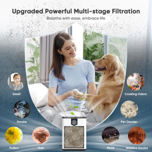 DAYETTE Air Purifiers for Home with H14 Hepa Filters, Air Purifiers for Home Large Room with Washable PreFilters Up to 3000 Ft², Double Air Intake, Air Quality Monitor, 22dB Sleep Mode for Bedroom - Image 7