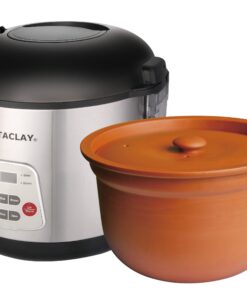 Vitaclay Smart Organic Clay Rice Cooker & Slow Cooker - Toxin Free Clay Electric Pot for Cooking Rice, Slow Cooker, Soup Maker, Warmer, Stew Pot with Natural Earthen Clay Crock, 6 cup / 3.2 qt