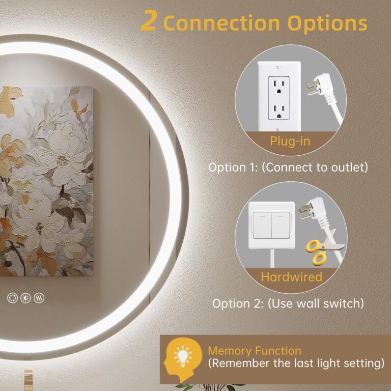 LOVESPEJO 36" Round LED Mirror for Bathroom, Anti-Fog LED Bathroom Vanity Mirror with Lights, Dimmable, 3 Colors, IP54 Waterproof - Image 3