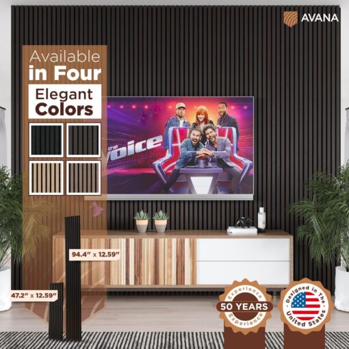 Avana Acoustic Wood Wall Panels – 94.4 X 12.6 Inch Smoke Oak Acoustic Panels 4 PCs – Wall Panels For Interior Wall Decor For Homes, Offices, Studios – Sturdy And Durable Wood Panels For Wall - Image 2
