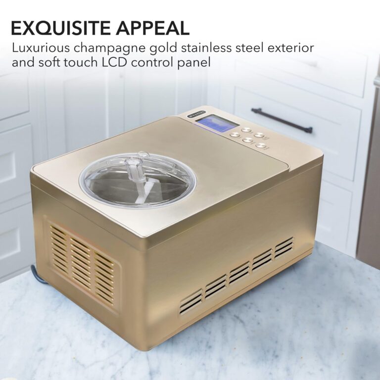 Whynter Ice Cream Maker Machine & Yogurt Automatic 2 Qt. with Built-in Compressor, LCD Digital Display & Timer, No Pre-Freezing, ICM-220CGY, Champagne Gold - Image 4