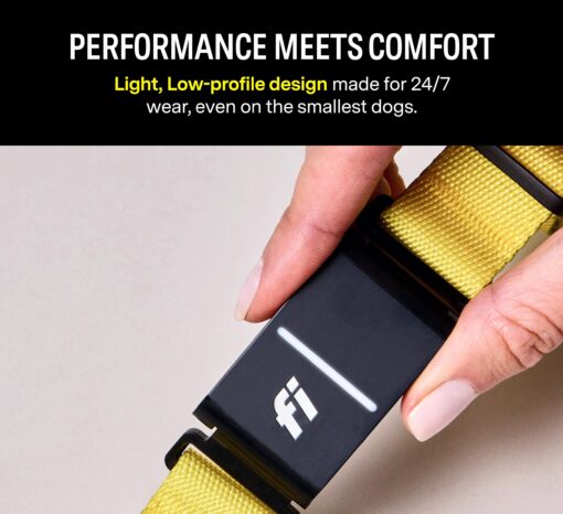 Fi Series 3 Smart Dog Collar - GPS Dog Tracker and Activity & Health Monitor, Waterproof, LED Light, Escape Alerts, Nationwide Coverage [Free 1 Year Membership] (Yellow, Large) - Image 3