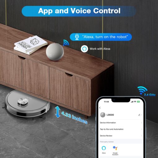 Tikom Robot Vacuum and Mop with LiDAR Navigation L9000, 4000Pa Robotic Vacuum Cleaner, 150Min Max, Smart Mapping, Good for Pet Hair, Carpet, Hard Floor - Image 2
