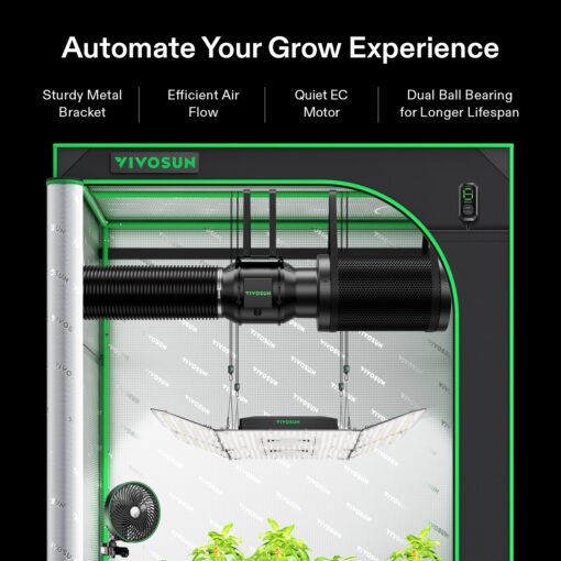 VIVOSUN Smart Air Filtration G6 Kit 6", AeroZesh G6 Inline Duct Fan with E12 Speed Controller, Carbon Filter & 8' Ducting, Cooling & Ventilation System for Grow Tents, Indoor Gardening, Hydroponics - Image 9