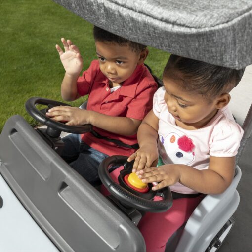 Step2 Side-by-Side Push Around SUV, Kids Push Car, 2 Seats, Stroller Substitute, Includes Seat Belts & Horns, Made of Durable Plastic, Max Weight 100 lbs., for Toddlers 1.5-5 Years Old, Gray - Image 7