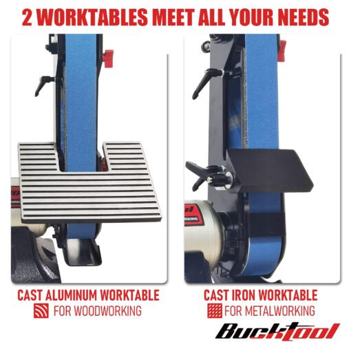 Bucktool Combo 2" x 42" Belt Sander 6" Bench Grinder, Knife Sharpener with Large Work Table BG2600 Upgraded Model - Image 8