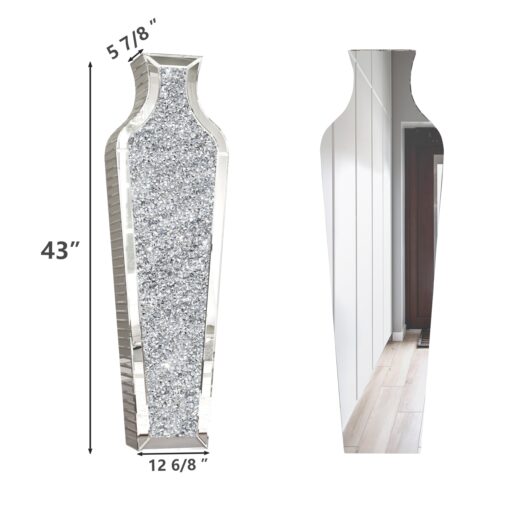 SHYFOY 43" Extra Large Floor Vase Oversized Crushed Diamond Mirrored Vase Silver Big Crystal Vases for Home Decor Living Room Floor - Image 7