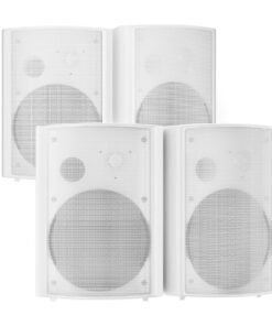 STUDIOFINIX 800W 6.5 Inch Bluetooth Outdoor Speakers Waterproof Wired with Multifunctional Amplifier Wall Mount Weatherproof Loudspeaker System for Patio Garden Poolside Home(4 Speakers,White)