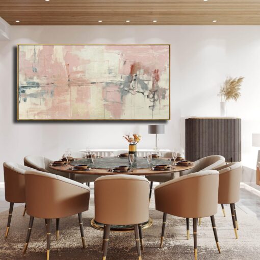 YJYart Pink Abstract Wall Art Room Decor for Teen Girls Modern Living Room Canvas Wall Art Bedroom Pictures Office Decoration for Wall 29x58in - Image 4