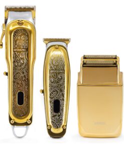 XPERSIS PRO Cordless Hair Clipper + Hair Trimmer for Mens and Barbers +Shaver with Sharp Blades, Cord/Cordless Electric Razor for Mens Gold