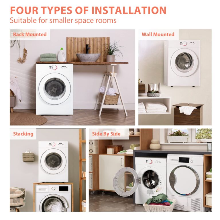 Euhomy Compact Dryer 1.8 cu. ft. Portable Clothes Dryers with Exhaust Duct with Stainless Steel Liner Four Function Small Dryer Machine, Suitable for Apartments, Dorm, RVs, White - Image 7