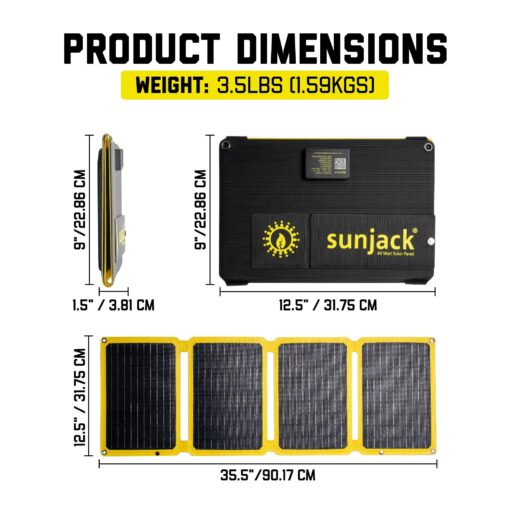 SunJack 40W Folding Portable Solar Panel Charger with Kickstands, IP67 Waterproof ETFE and DC/USB-A QC3.0 / USB-C PD30 for Cell Phone, Laptop, Power Station, Backpacking, Camping, Hiking, Emergency - Image 3