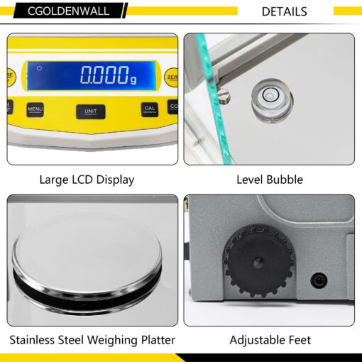 CGOLDENWALL Digital Analytical Balance High Precision Scale Digital Electronic Balance Scale for Laboratory Pharmacy 110V (300g 1mg) - Image 4