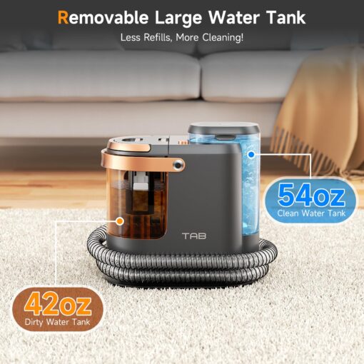 TAB Carpet Cleaner Machine, 18KPa Portable Upholstery Spot Cleaner Shampooer Machine, Powerful Deep Stain Remover, Deep Cleaner for Pets, Furniture, Stairs,Car Seat and Couch, Self-Cleaning, R3 - Image 4