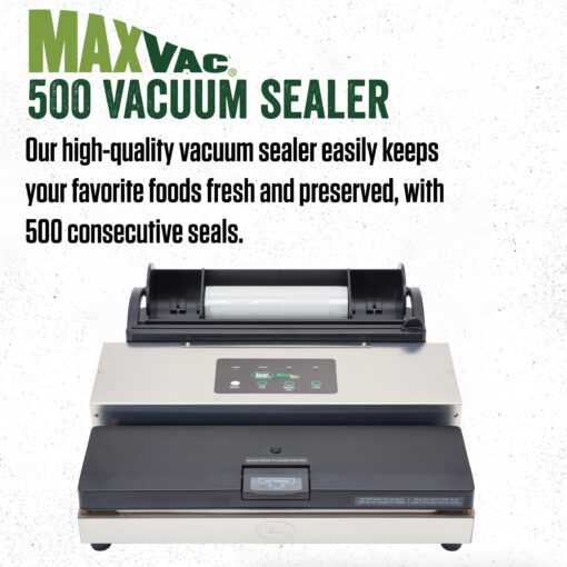 LEM Products MaxVac 500 Aluminum Vacuum Sealer with Removable Bag Holder and Cutter, Silver and Black - Image 8
