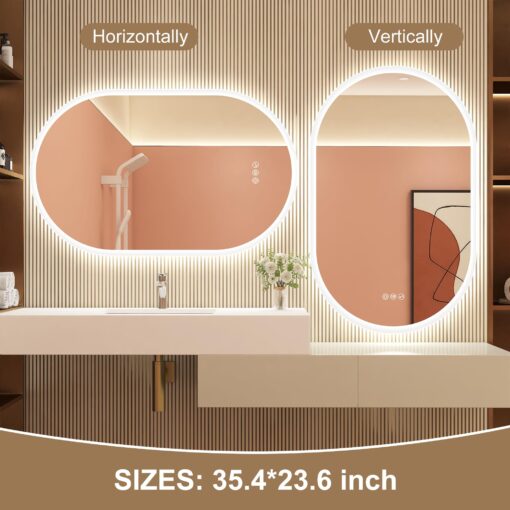 STARLEAD 24"x36" LED-Bathroom-Mirror-with-Lights, Wall-Mounted with Bluetooth Speaker, Anti-Fog, 3 Color Temperature, Dimmable Brightness, Waterproof, Tempered Glass, Frontlit & Backlit, Oval - Image 3