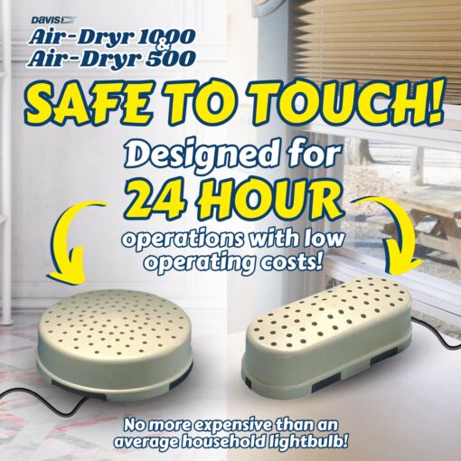 Davis Air-Dryr 500 & 1000 2 Pack Bundle - Quiet Room Dehumidifier for Moisture Problems and Wet Air Solution - Portable Dehumidifier for RV, Camper, Bathroom, Bedroom and More - Image 6