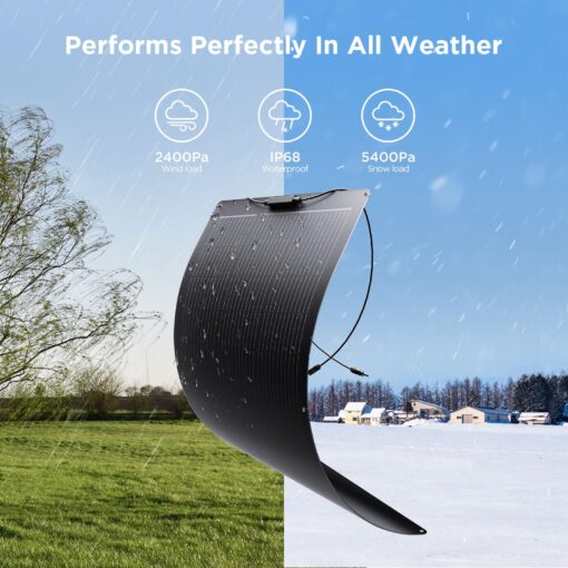 200W Flexible Portable Solar Panel, Ultra Lightweight 2PCS 100 Watt 12V Mono Solar Panel Kit, Callsun 23% High Efficiency Ultra-bandable 182 PERC Cell for RV Camping Caravan Boat Home(Black) - Image 5