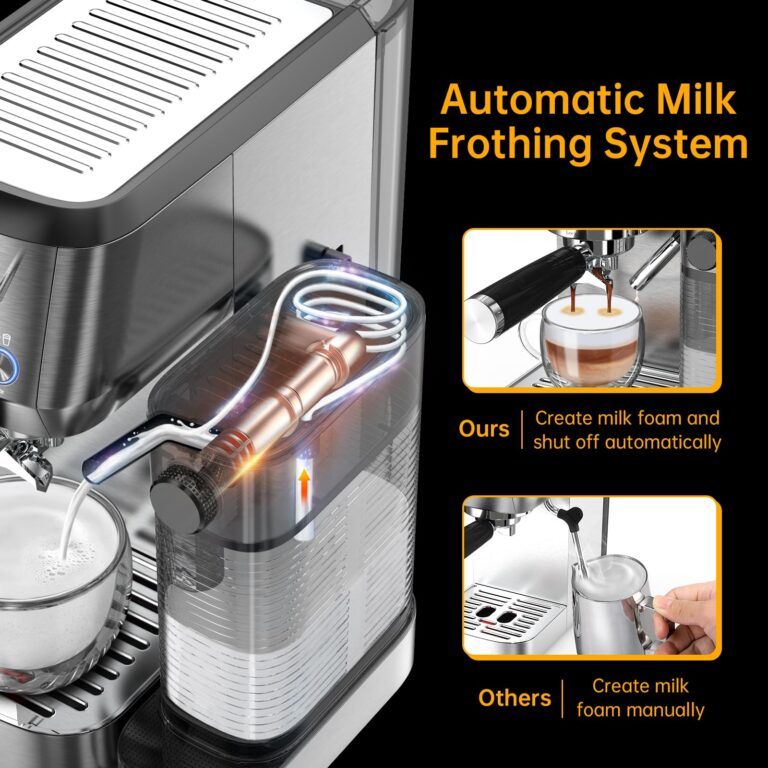 MAttinata Espresso Machine 20 Bar, Cappuccino Machine for Home with 2.0 Long Life Automatic Milk Tank, Espresso Maker with Milk Frother, Stainless Steel-Moon - Image 6
