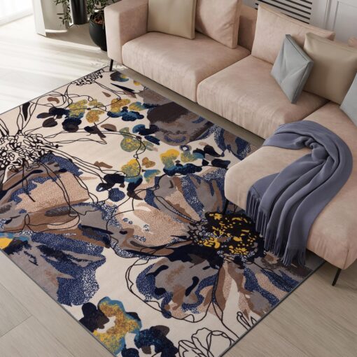 Rugshop Modern Bright Flowers Non-Slip (Non-Skid) Area Rug 8 x 10 (7' 10" x 10') Cream - Image 4