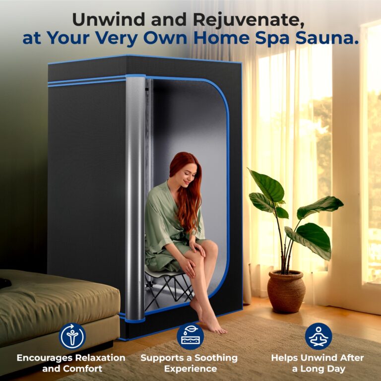 SereneLife Portable Sauna Box for Home, Steam Sauna Tent with Extra Large 4L Steamer - Includes Folding Sauna Chair, Remote Control w/ 9 Heat Levels for in-Home Spa - 2.95' x 2.95' x 5.9' - Image 3