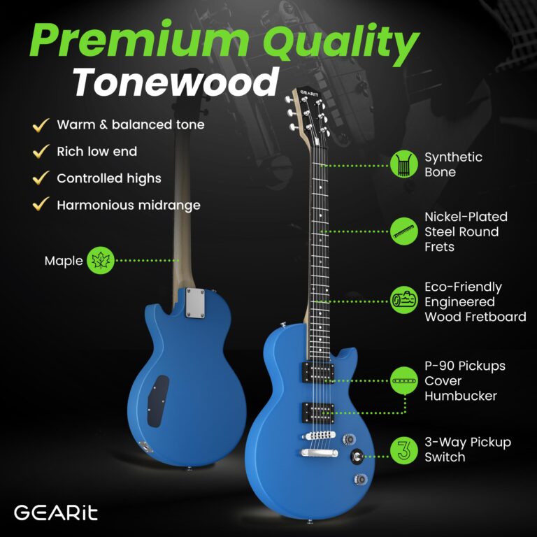 GEARit GI-155 Valley Series, 39" Electric Guitar Set w/Amplifier, H-H Pickups with Coil Split, All-Inclusive Starter Kit with Tuner, Gig Bag, and Guitar Strap, Cable, Picks, Strings - Blue - Image 6