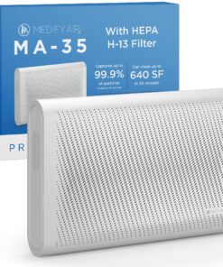 Medify MA-35 Air Purifier with True HEPA H13 Filter | 1,280 ft² Coverage in 1hr for Allergens, Smoke, Wildfires, Odors, Pollen, Pet Dander | Removal to 0.1 Microns | Silver, 1-Pack