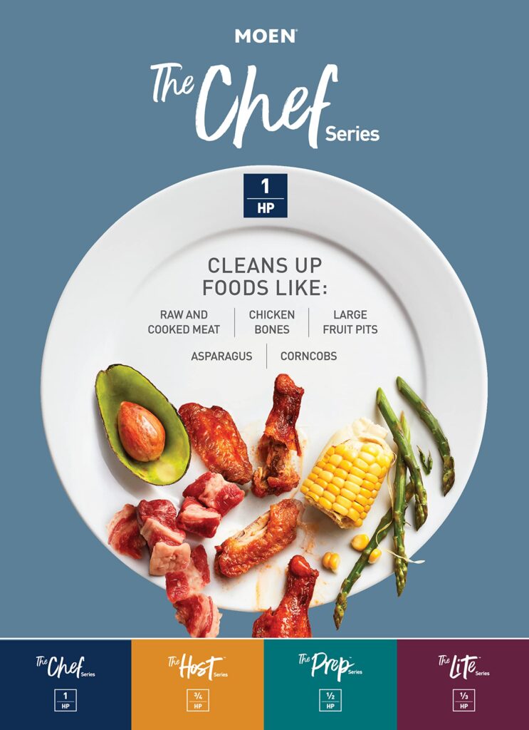 Moen GX100C Chef Series 1 HP Continuous Feed Garbage Disposal with Sound Reduction, Disposer Power Cord Included - Image 7