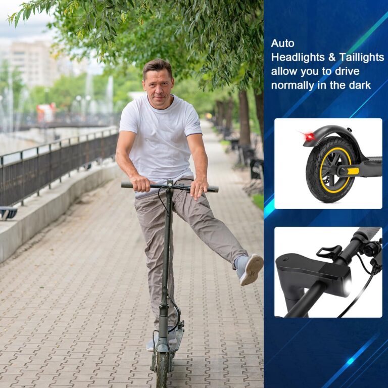 Electric Scooter 10" Solid Tires 600W Peak Motor Up to 20Miles Range and 19Mph Speed for Adults - Portable Folding Commuting Scooter with Double Braking System and App - Image 3