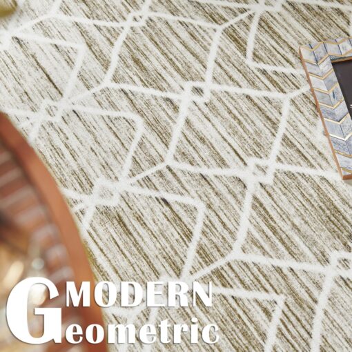 jinchan Moroccan 8x10 Area Rugs for Living Room - Machine Washable Modern Geometric Stain Resistant Ultra-Thin Low-Pile Large Rug Non-Slip Carpet for Bedroom Kitchen Dining Room (8x10ft,Taupe) - Image 6