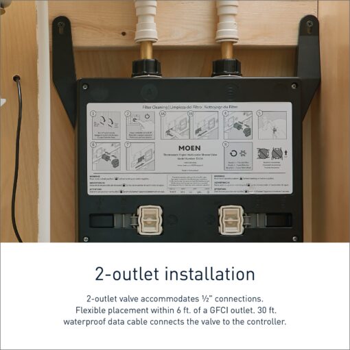 Moen Smart Shower 2-Outlet Digital Thermostatic Shower Valve with 1/2" Connections, S3102 - Image 7