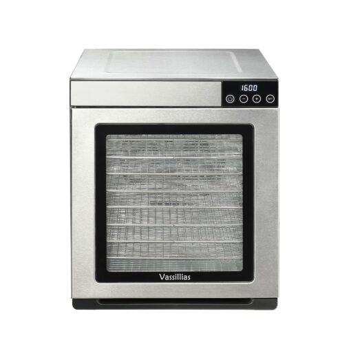 Large Food Dehydrator for Jerky - 10 Stainless Steel Trays, Digital Adjustable Timer, 800W, 176°F, Temperature Control for Jerky, Herb, Fruit and Pet Treats, Model 1015YJ, 2 Year Warranty, Silver