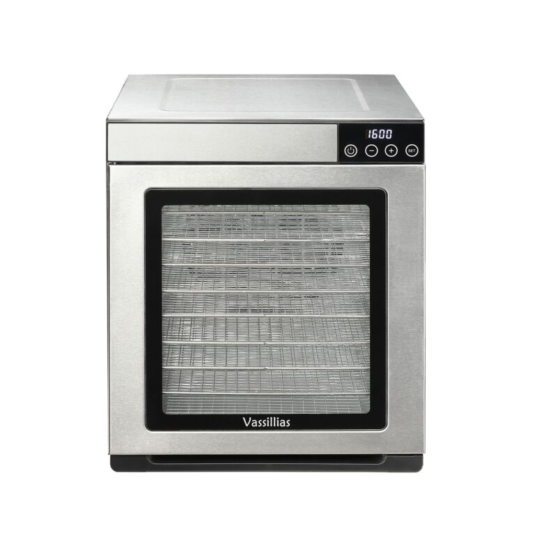 Large Food Dehydrator for Jerky - 10 Stainless Steel Trays, Digital Adjustable Timer, 800W, 176°F, Temperature Control for Jerky, Herb, Fruit and Pet Treats, Model 1015YJ, 2 Year Warranty, Silver