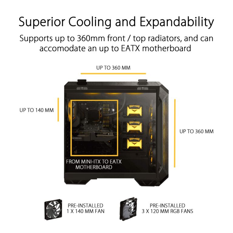 ASUS TUF Gaming GT501 Mid-Tower Computer Case for up to EATX Motherboards with USB 3.0 Front Panel Cases GT501/GRY/WITH Handle - Image 6