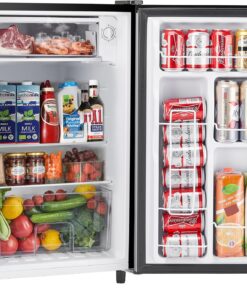 Sweetcrispy 3.2 Cu.Ft Mini Fridge with Freezer Small Refrigerator Single Door Adjustable Thermostat Energy-efficient Low Noise, Compact Fridge for Bedroom, Office, Dorm (Silver Door)