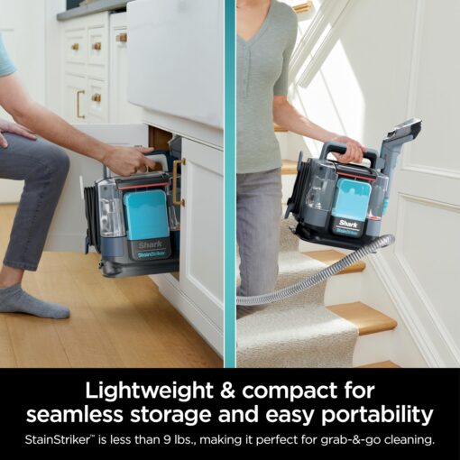 Shark Carpet Cleaner Machine, Portable Upholstery StainStriker, Spot, Odor & Stain Remover, 2 Carpet Cleaner Solutions, 4 Tools, Perfect for Pet Hair, Area Rugs, Couches, Nordic Blue, PX202BRN - Image 3