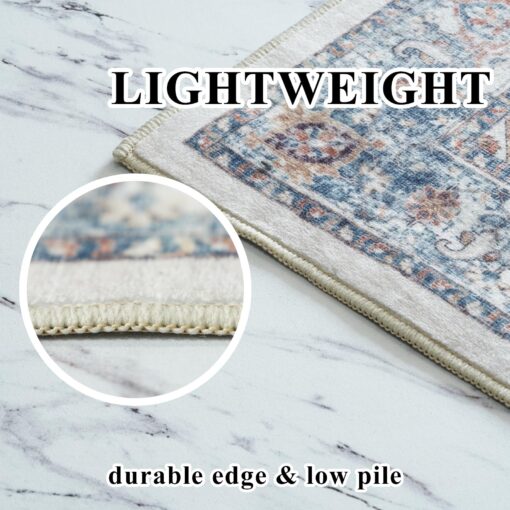 Washable 3x18 Hallway Runner Rug: Vintage Low Pile Soft Kitchen Entry Runner Long Non-Shedding Distressed Carpet for Living Room Dining Room Non Slip Thin Floor Mat for Bathroom Bedroom (3X18, Brick) - Image 3