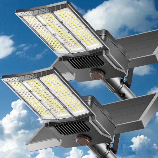 8000W Solar Street Light, Commercial Grade Solar Street Lights Outdoor Dusk to Dawn, Solar Lights Outdoor with Motion Sensor and Remote Control, Solar Parking Lot Lights for Yard, Country 2PACK